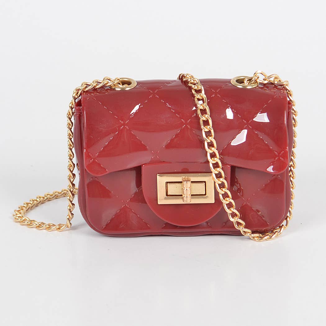 3AM BY H&D ACCESSORIES - Shine Jelly Shoulder Chain Strap Mini Clutch: Camel