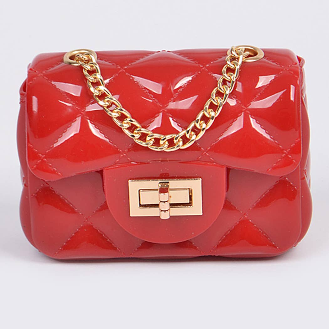 3AM BY H&D ACCESSORIES - Shine Jelly Shoulder Chain Strap Mini Clutch: Camel
