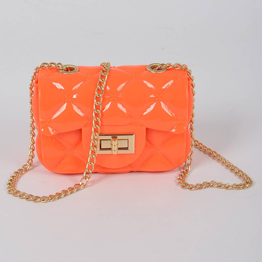 3AM BY H&D ACCESSORIES - Shine Jelly Shoulder Chain Strap Mini Clutch: Camel