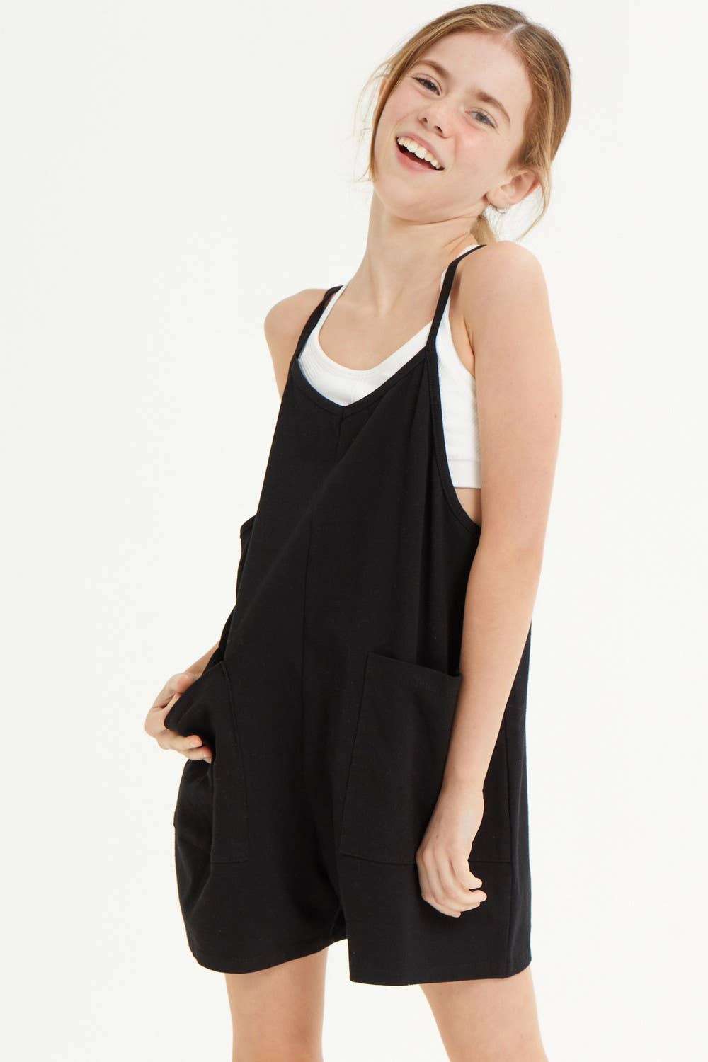 Good Girl - Two Pocket Cotton Overall Romper / Onesie: M / Hot Pink