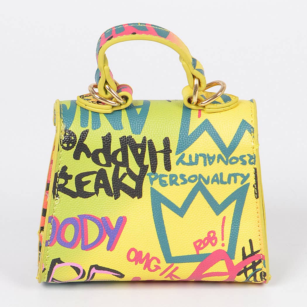 3AM BY H&D ACCESSORIES - Multi Graffiti Mini Handle Bag: Multicolor