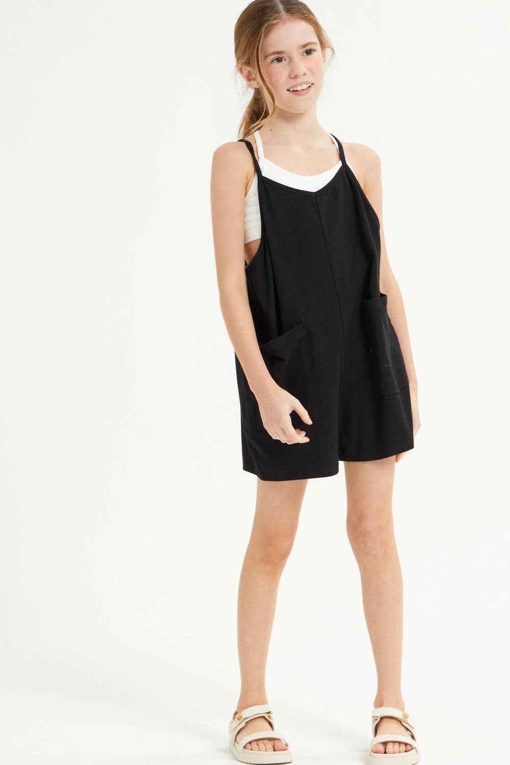 Good Girl - Two Pocket Cotton Overall Romper / Onesie: XL / Hot Pink