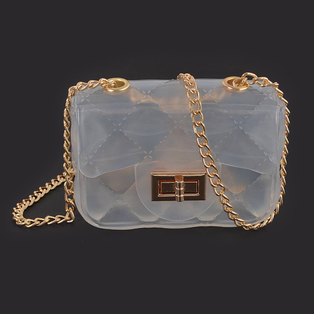 3AM BY H&D ACCESSORIES - Shine Jelly Shoulder Chain Strap Mini Clutch: Camel