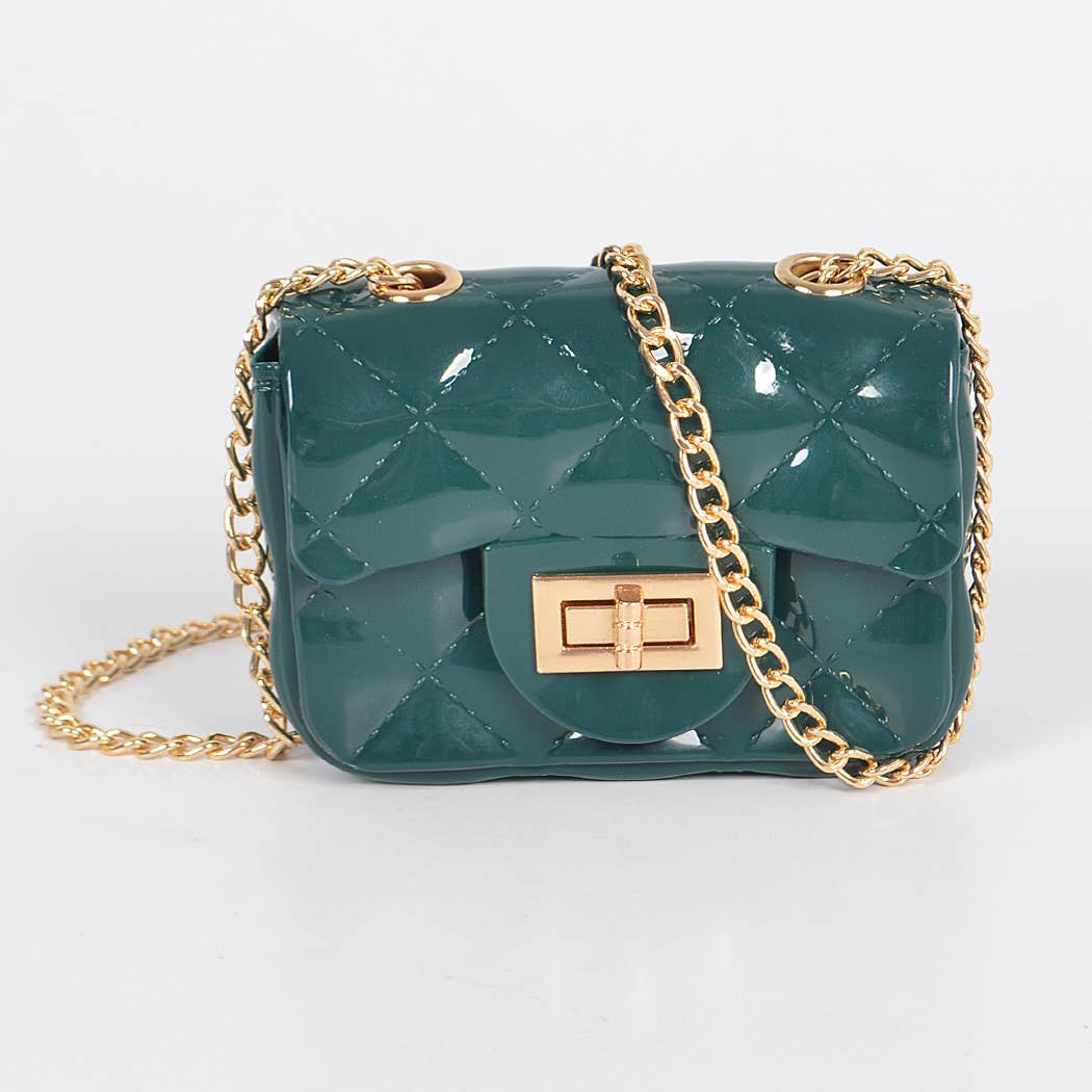 3AM BY H&D ACCESSORIES - Shine Jelly Shoulder Chain Strap Mini Clutch: Camel