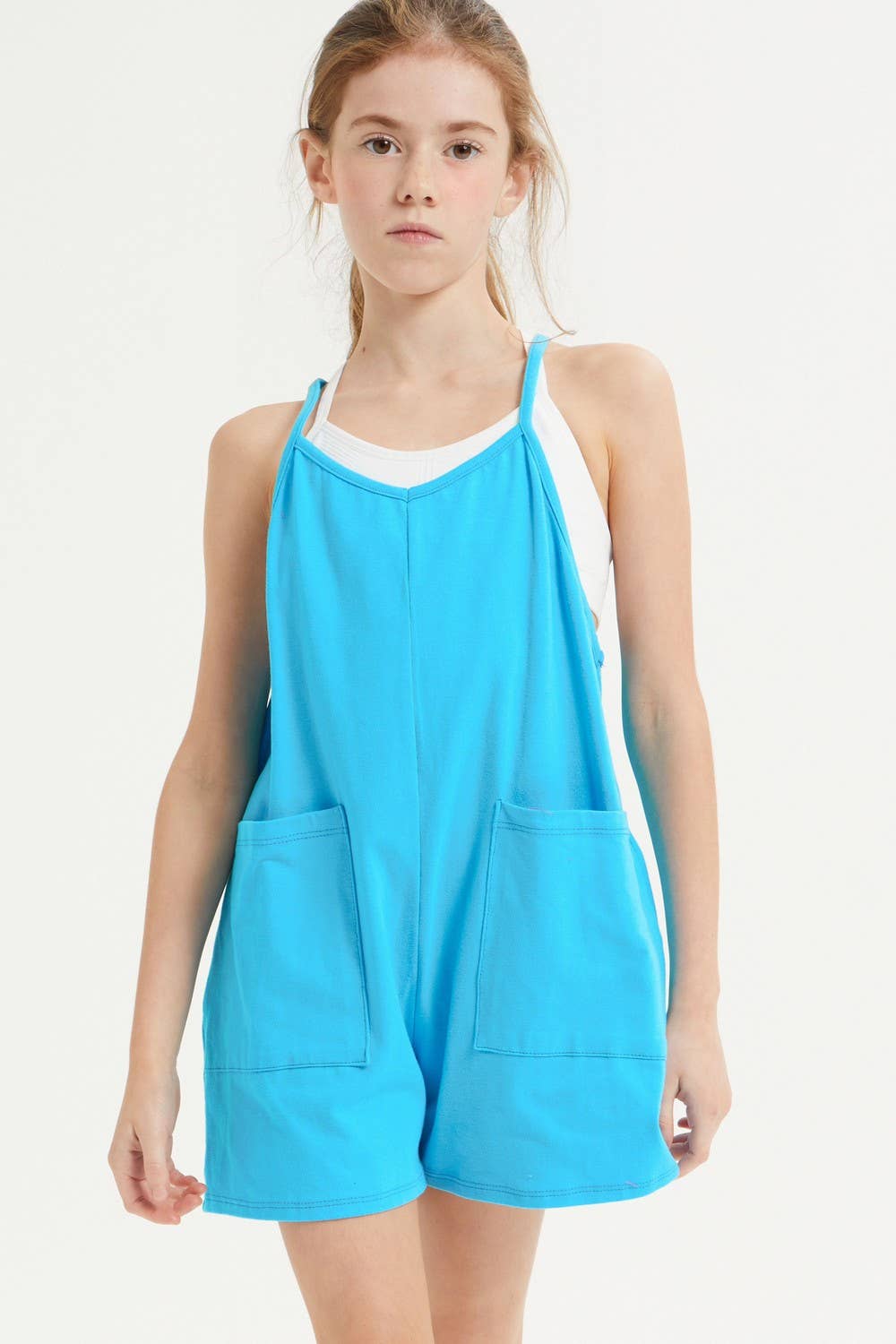 Good Girl - Two Pocket Cotton Overall Romper / Onesie: M / Hot Pink