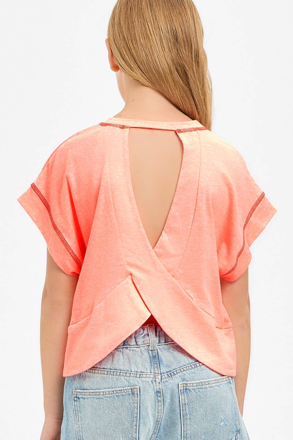 Good Girl - Overlap Open Back Reverse Stitched Top
