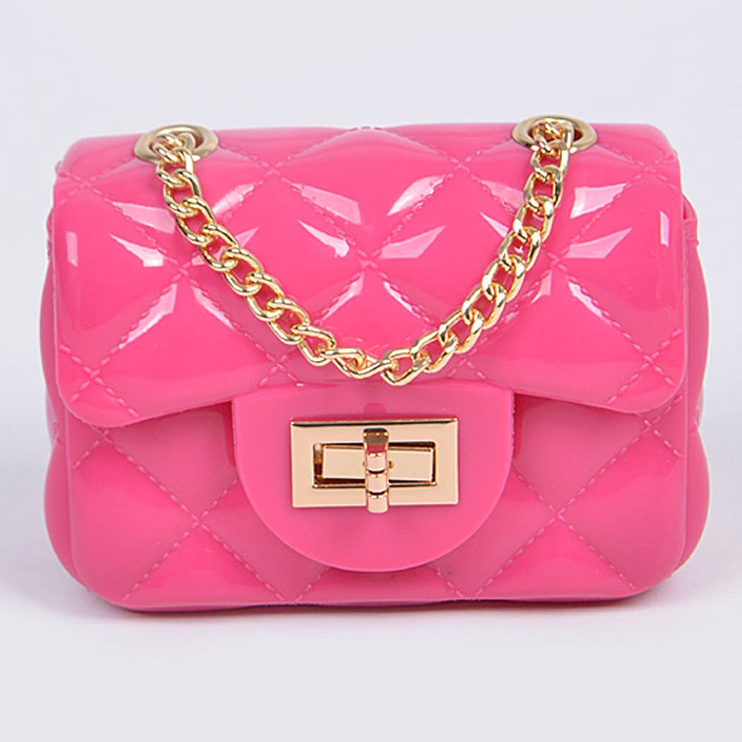 3AM BY H&D ACCESSORIES - Shine Jelly Shoulder Chain Strap Mini Clutch: Camel