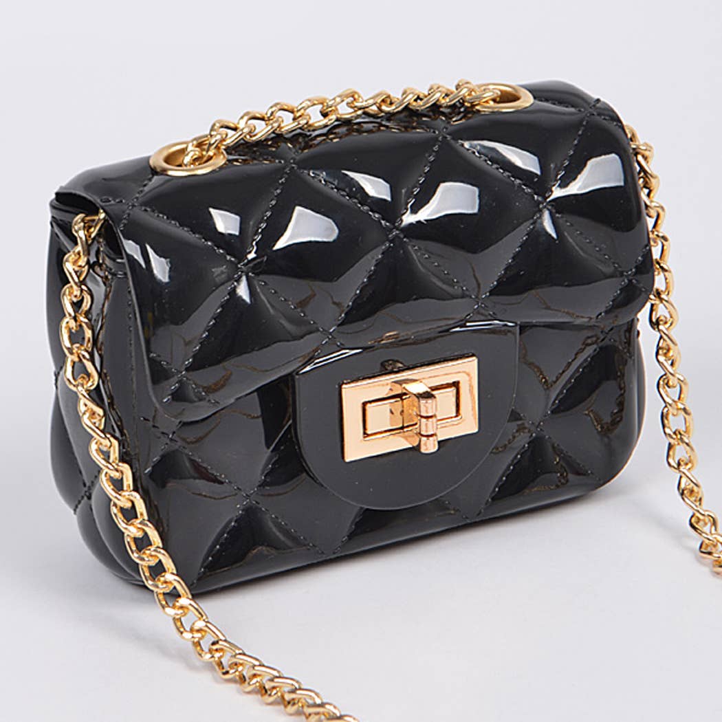 3AM BY H&D ACCESSORIES - Shine Jelly Shoulder Chain Strap Mini Clutch: Camel