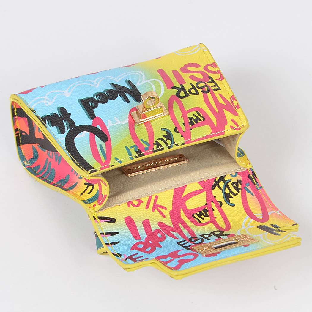 3AM BY H&D ACCESSORIES - Multi Graffiti Mini Handle Bag: Multicolor