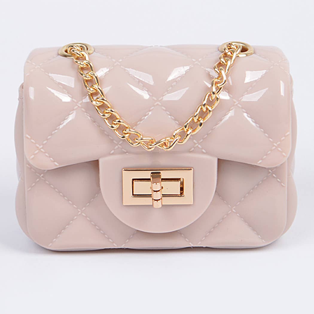 3AM BY H&D ACCESSORIES - Shine Jelly Shoulder Chain Strap Mini Clutch: Camel