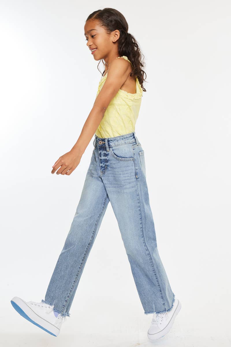 Kan Can USA - YOUTH OPEN PACK HIGH RISE SLIM WIDE JEANS-YC2565L: LIGHT / 10