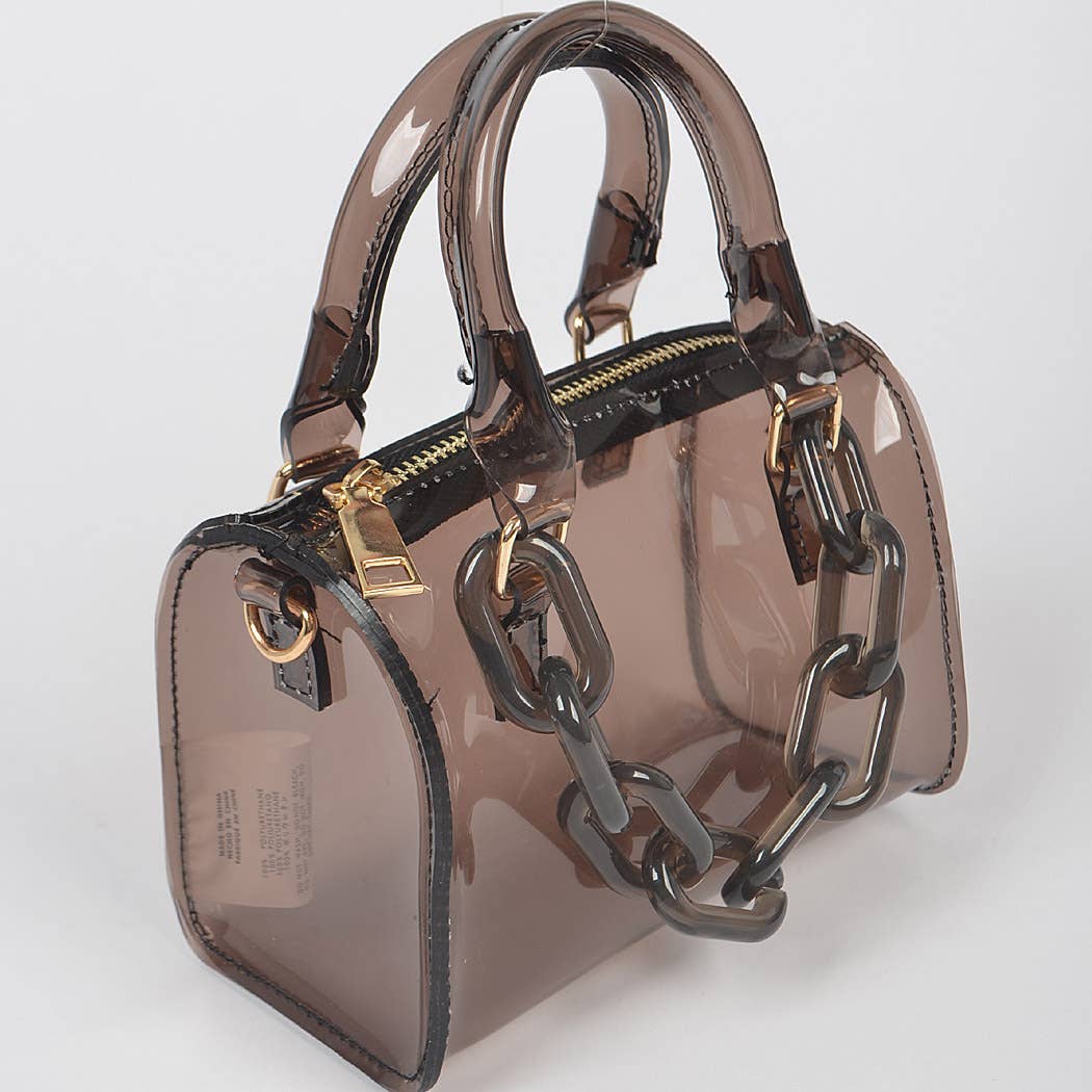 3AM BY H&D ACCESSORIES - Transparent Mini Duffle Bag W/Acrylic Chain: Cobalt