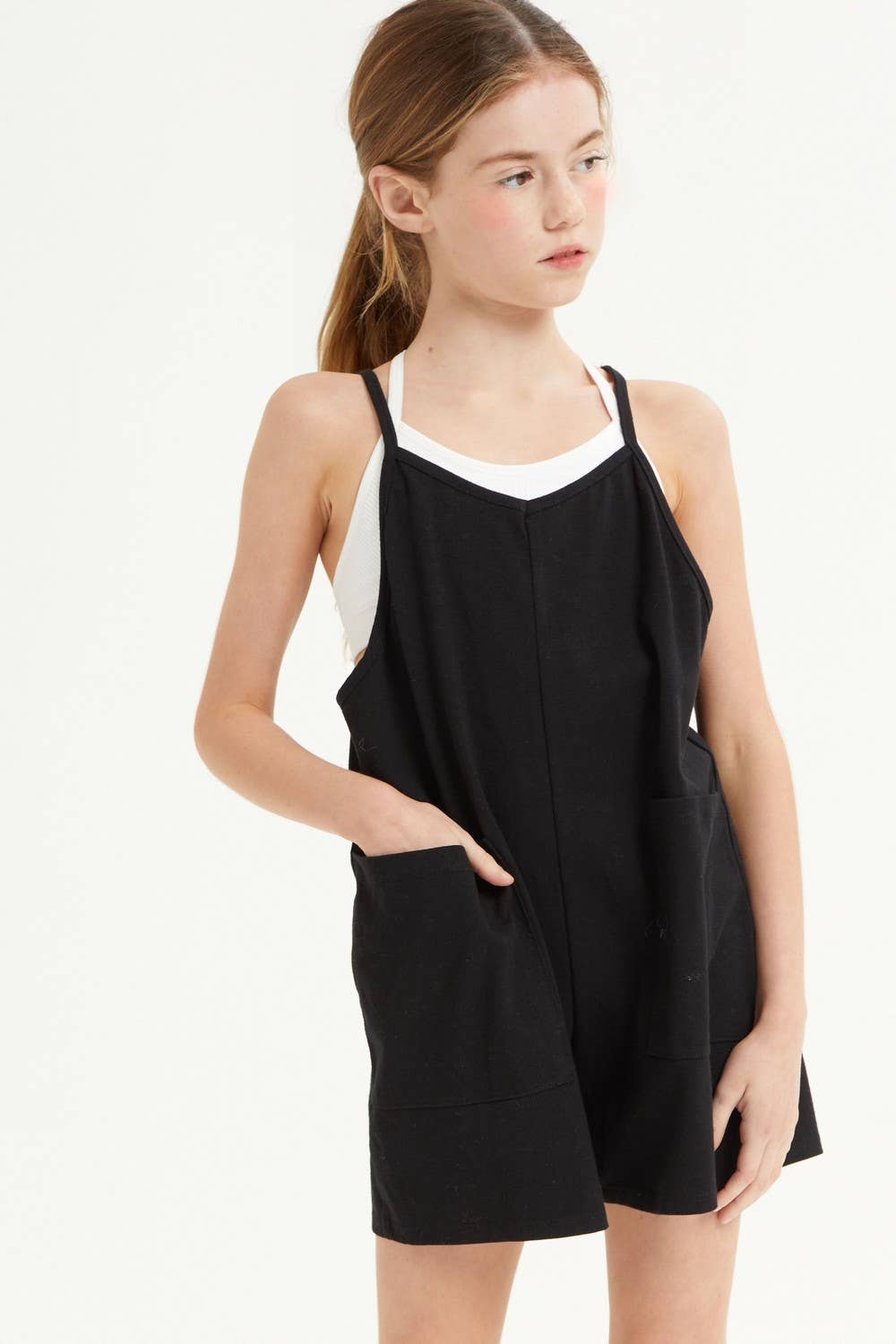 Good Girl - Two Pocket Cotton Overall Romper / Onesie: M / Hot Pink