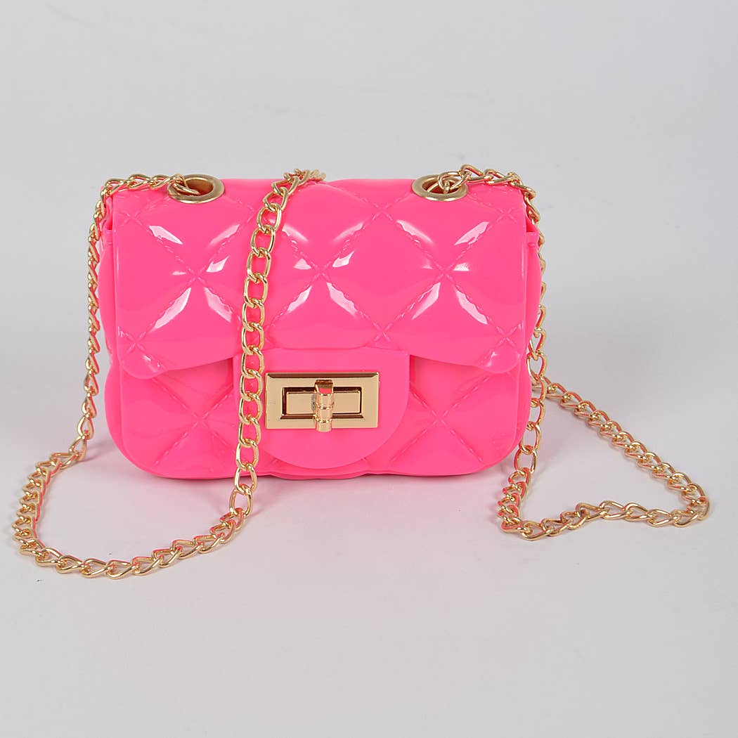 3AM BY H&D ACCESSORIES - Shine Jelly Shoulder Chain Strap Mini Clutch: Camel