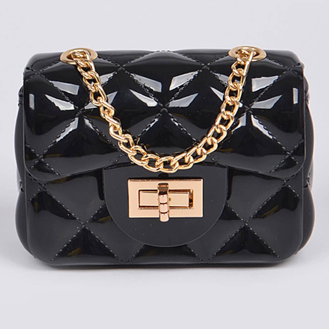 3AM BY H&D ACCESSORIES - Shine Jelly Shoulder Chain Strap Mini Clutch: Camel