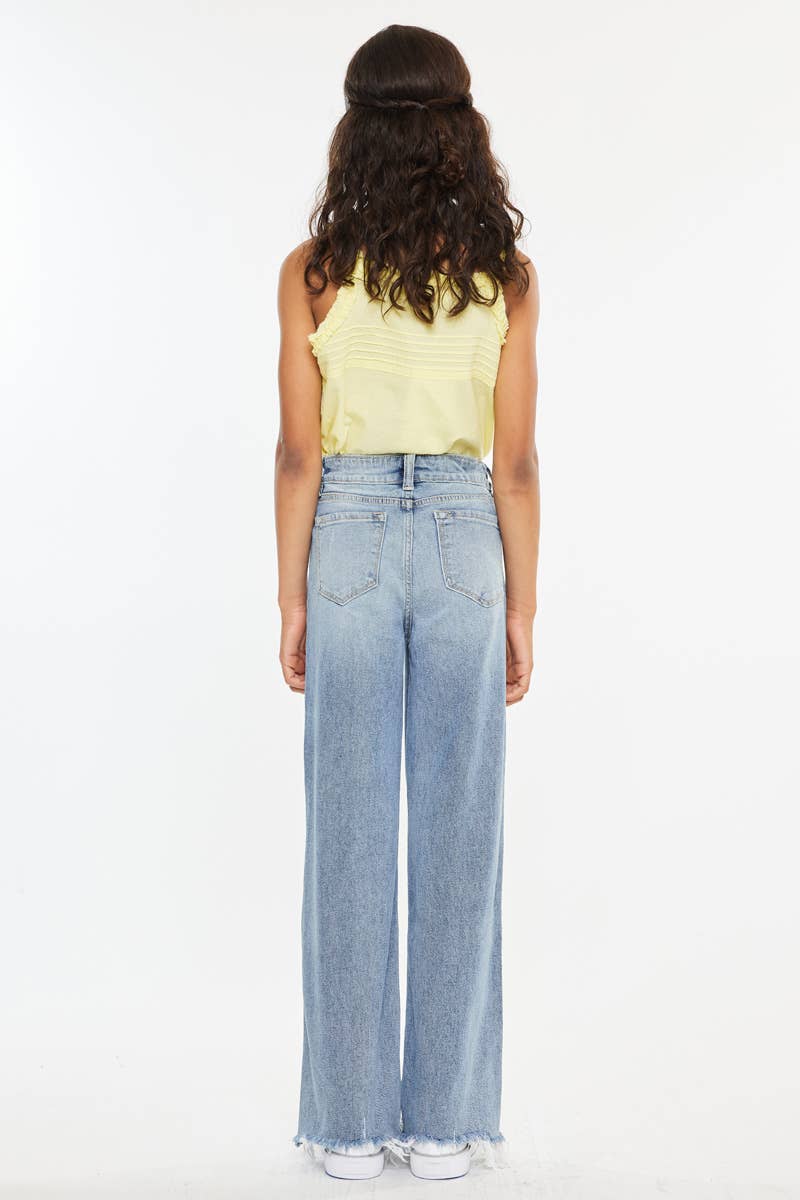 Kan Can USA - YOUTH OPEN PACK HIGH RISE SLIM WIDE JEANS-YC2565L: LIGHT / 12