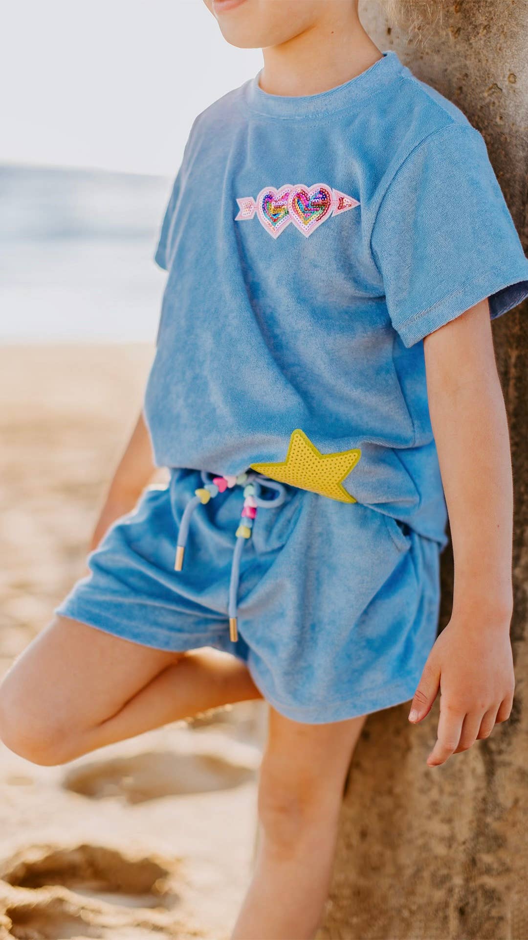 Three Wildflower Designs - Girls Terry Cloth Patched Beach Set: 6