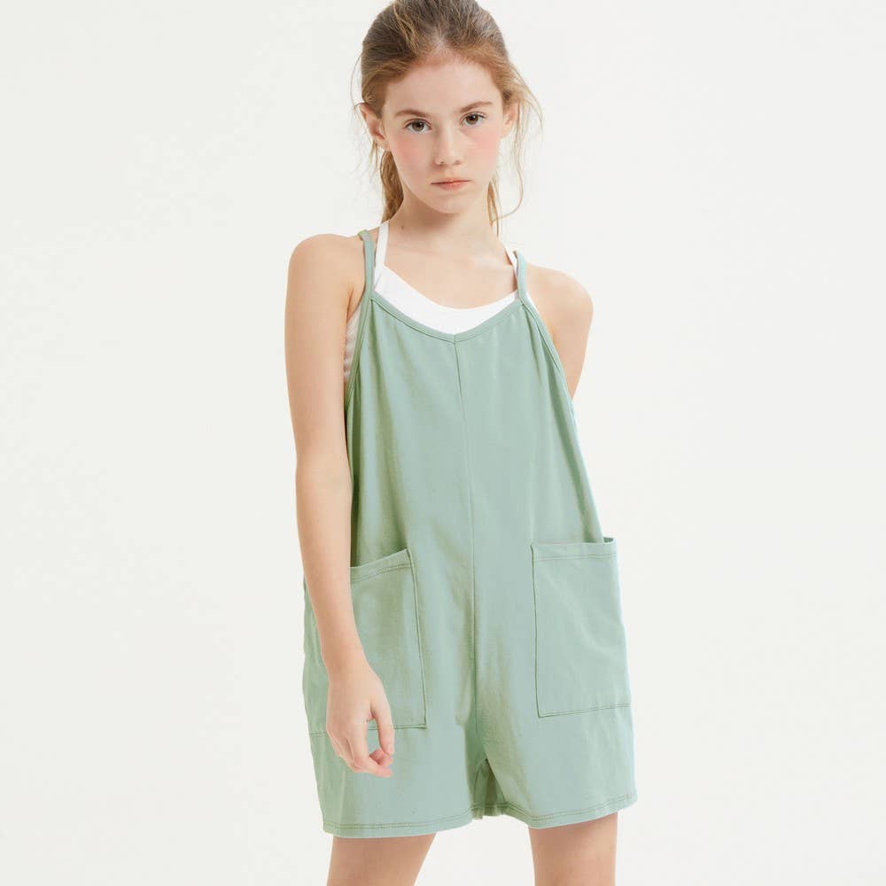Good Girl - Two Pocket Cotton Overall Romper / Onesie: M / Hot Pink
