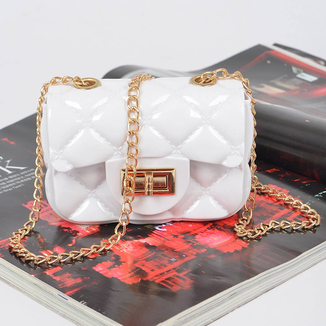 3AM BY H&D ACCESSORIES - Shine Jelly Shoulder Chain Strap Mini Clutch: Camel