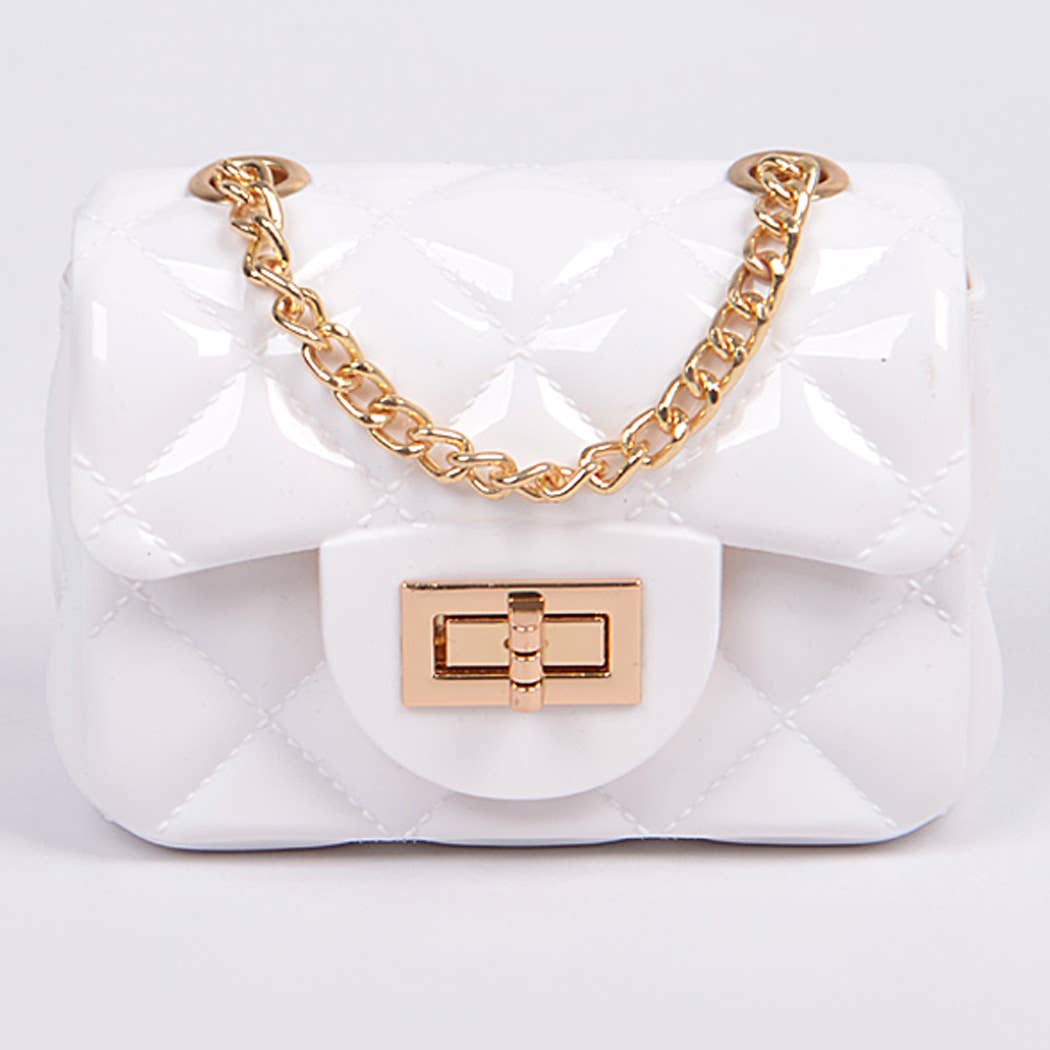 3AM BY H&D ACCESSORIES - Shine Jelly Shoulder Chain Strap Mini Clutch: Camel