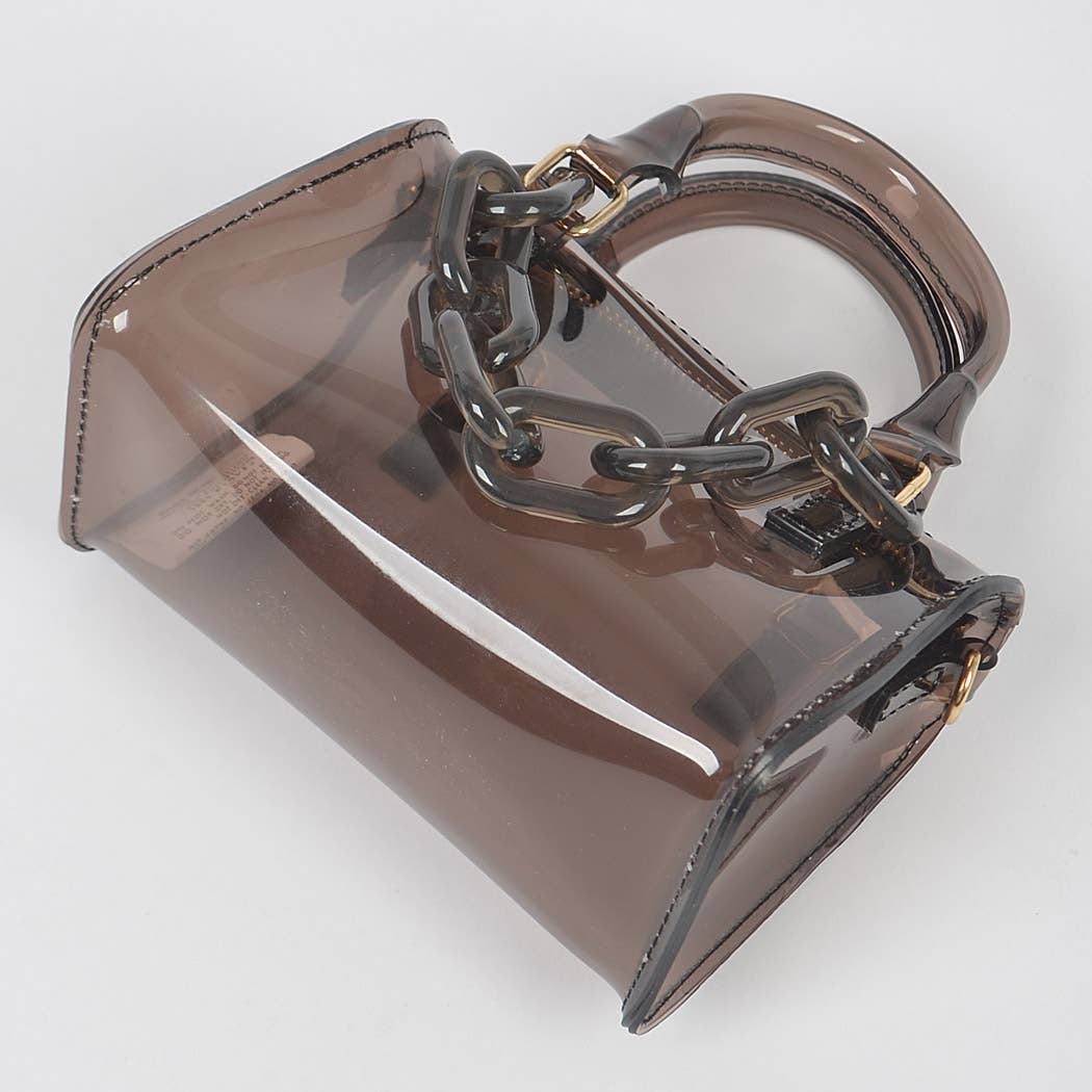 3AM BY H&D ACCESSORIES - Transparent Mini Duffle Bag W/Acrylic Chain: Cobalt
