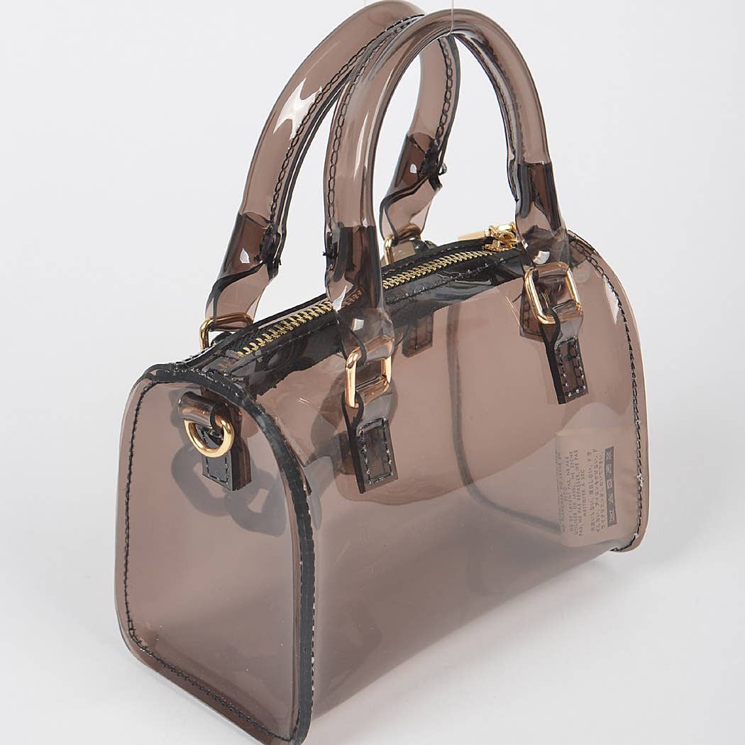 3AM BY H&D ACCESSORIES - Transparent Mini Duffle Bag W/Acrylic Chain: Cobalt