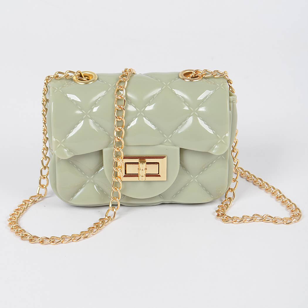3AM BY H&D ACCESSORIES - Shine Jelly Shoulder Chain Strap Mini Clutch: Camel
