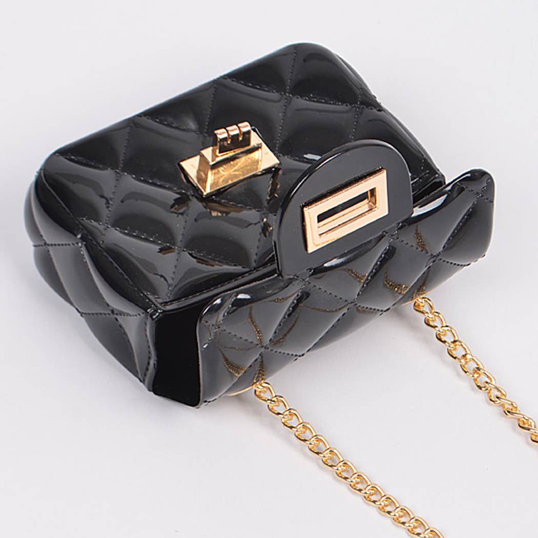 3AM BY H&D ACCESSORIES - Shine Jelly Shoulder Chain Strap Mini Clutch: Camel