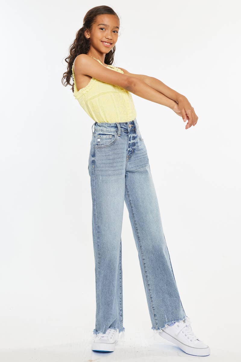 Kan Can USA - YOUTH OPEN PACK HIGH RISE SLIM WIDE JEANS-YC2565L: LIGHT / 5
