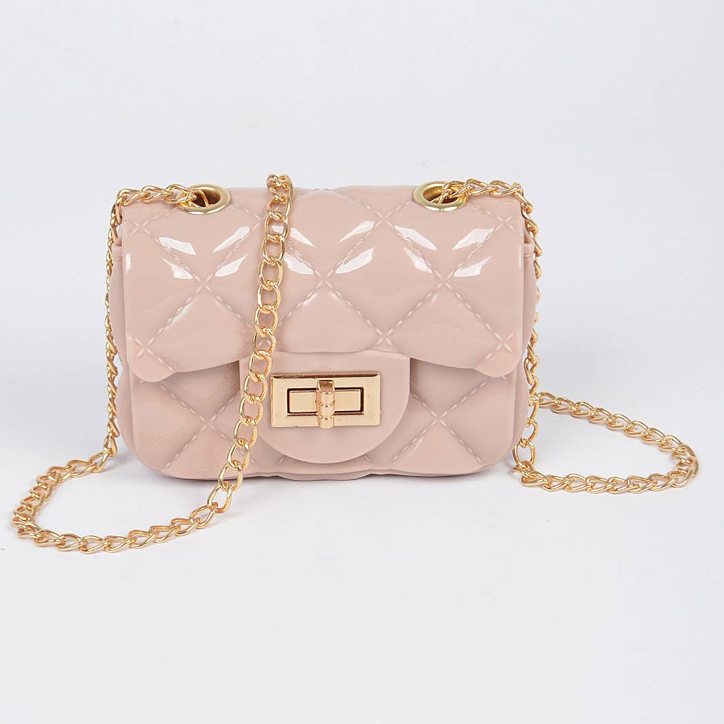3AM BY H&D ACCESSORIES - Shine Jelly Shoulder Chain Strap Mini Clutch: Camel