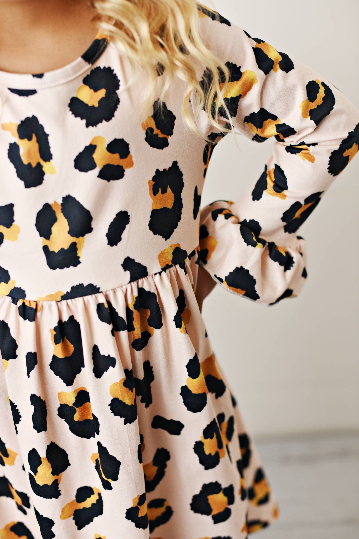 Adorable Sweetness - Kids Claire Pink Leopard Print Fall Twirl Dress: 3/4