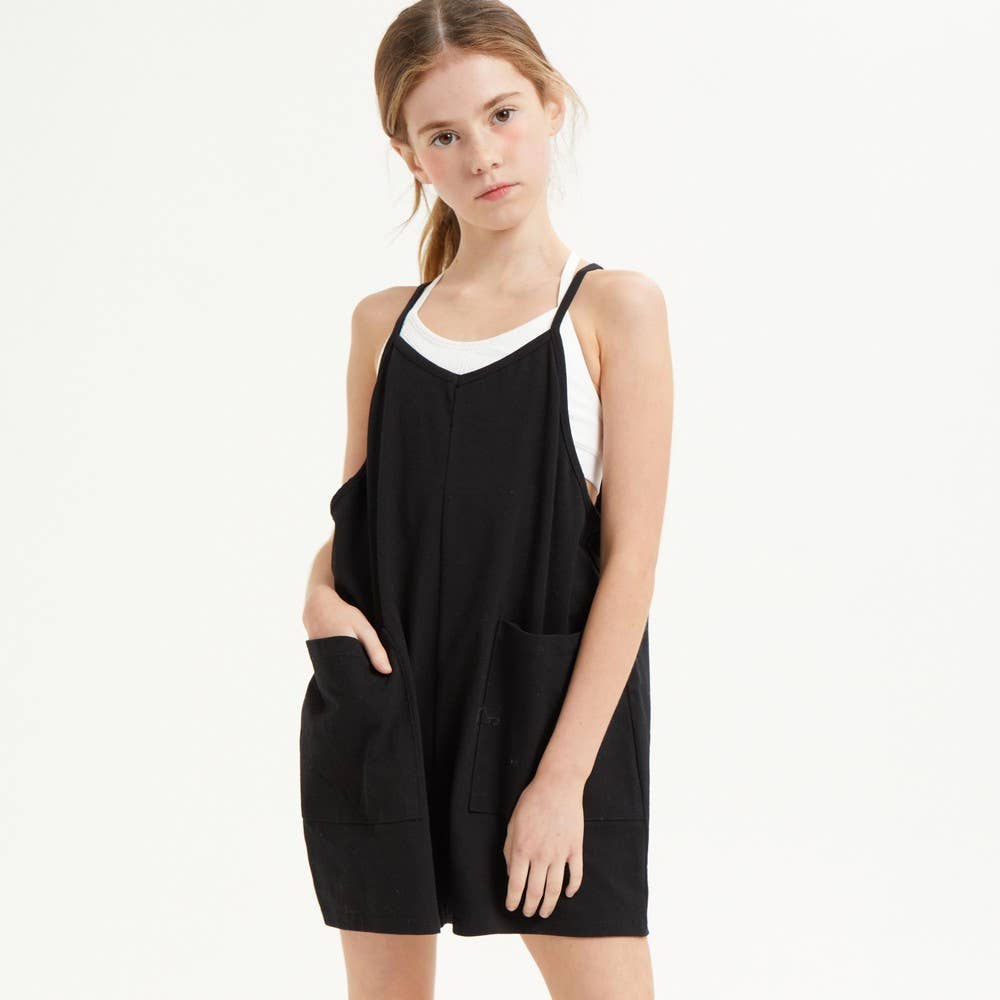 Good Girl - Two Pocket Cotton Overall Romper / Onesie: M / Hot Pink