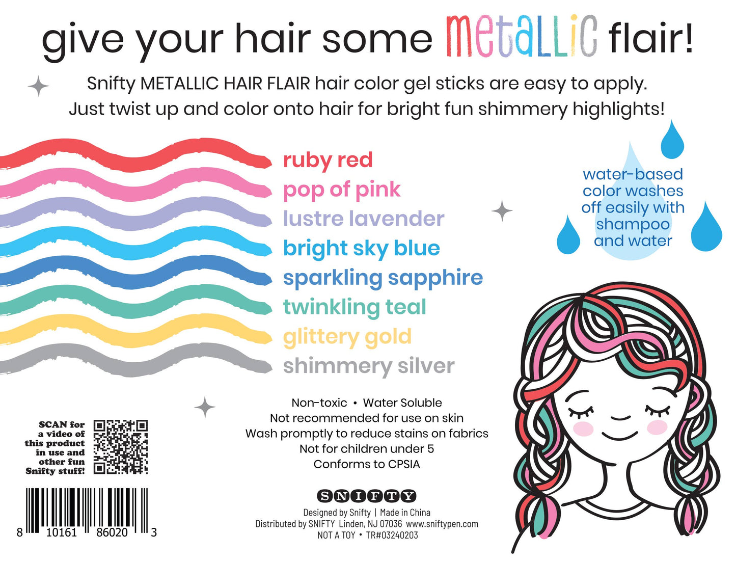 SNIFTY - HAIR FLAIR METALLIC Shimmery Hair Color Gel Sticks