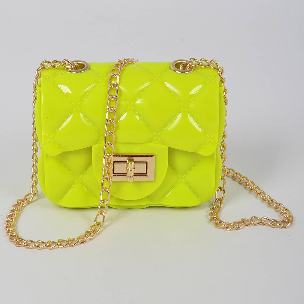 3AM BY H&D ACCESSORIES - Shine Jelly Shoulder Chain Strap Mini Clutch: Camel