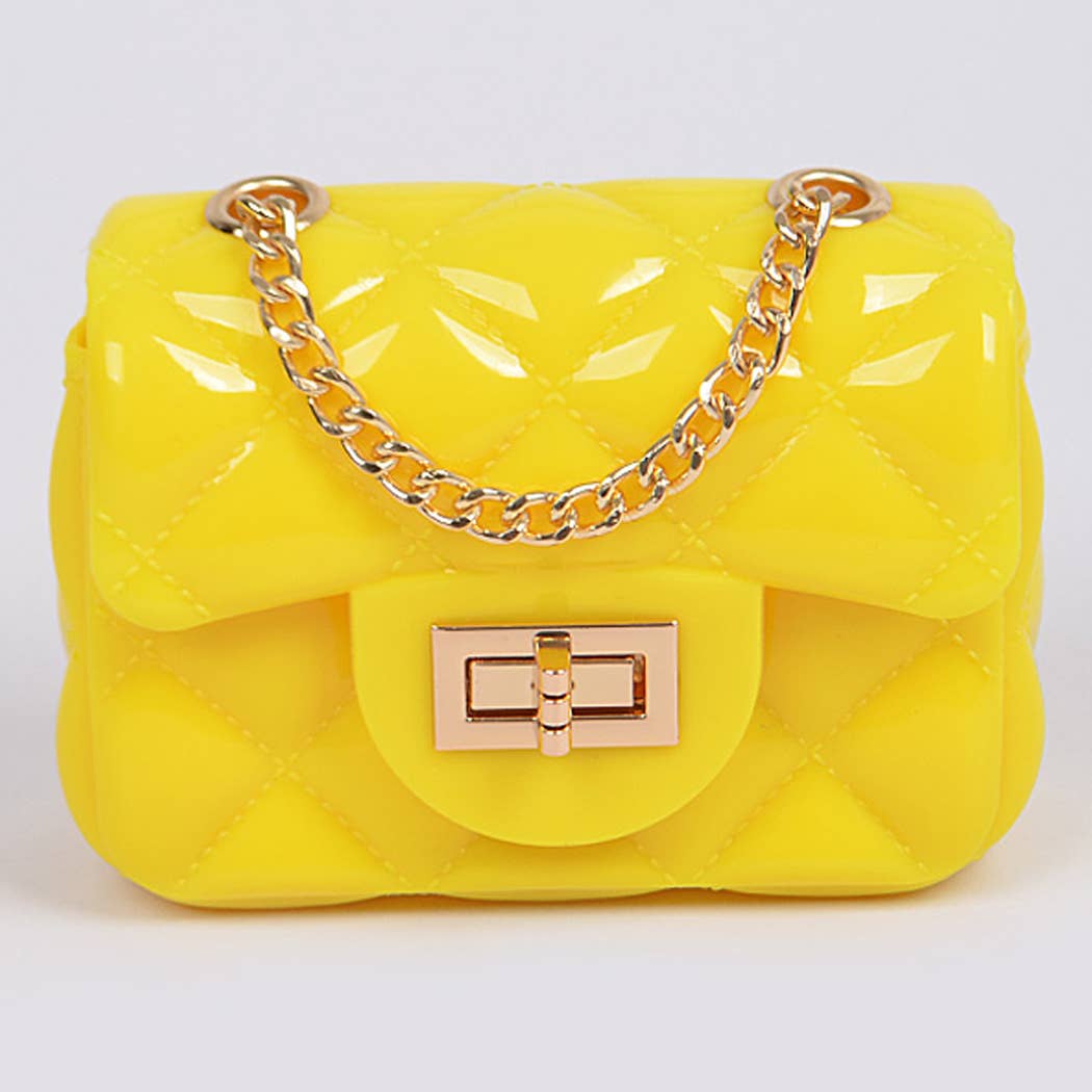 3AM BY H&D ACCESSORIES - Shine Jelly Shoulder Chain Strap Mini Clutch: Camel