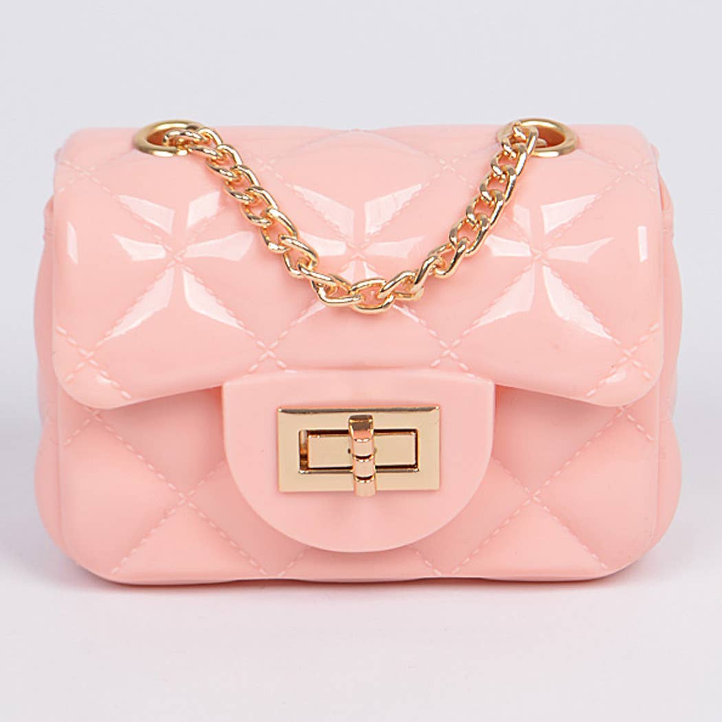 3AM BY H&D ACCESSORIES - Shine Jelly Shoulder Chain Strap Mini Clutch: Camel