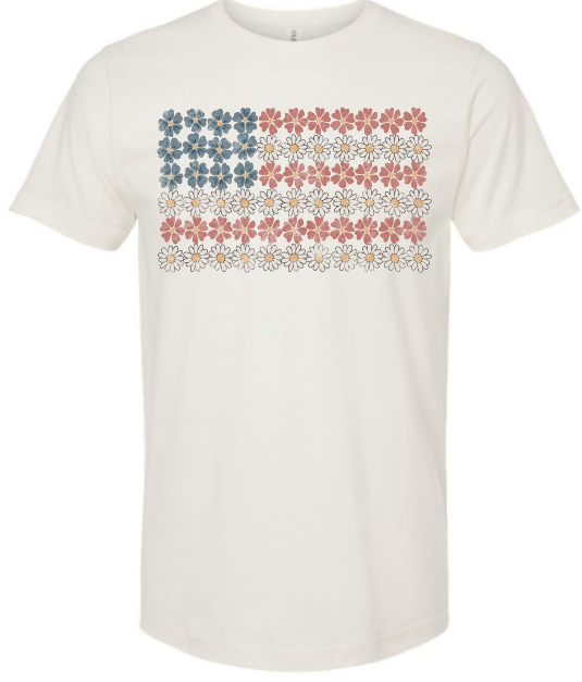 Distressed Flower Flag Tee