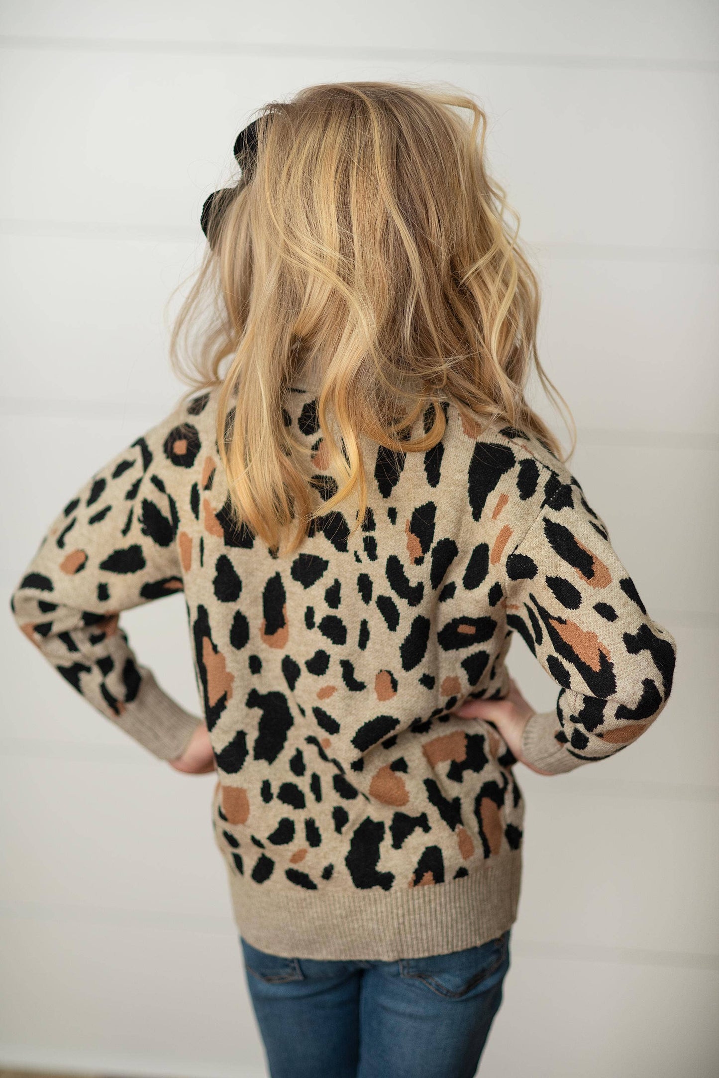 Oopsie Daisy - Kids Leopard Button Pocket Cardigan Fall Winter Sweater: 10/12