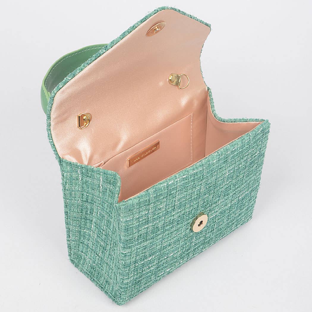 3AM BY H&D ACCESSORIES - Tweed Top Handle Bag: Cobalt
