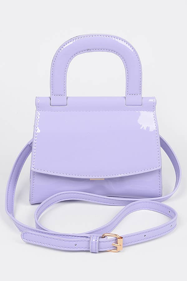 3AM BY H&D ACCESSORIES - Patent Leather Top Handle Clutch: GR