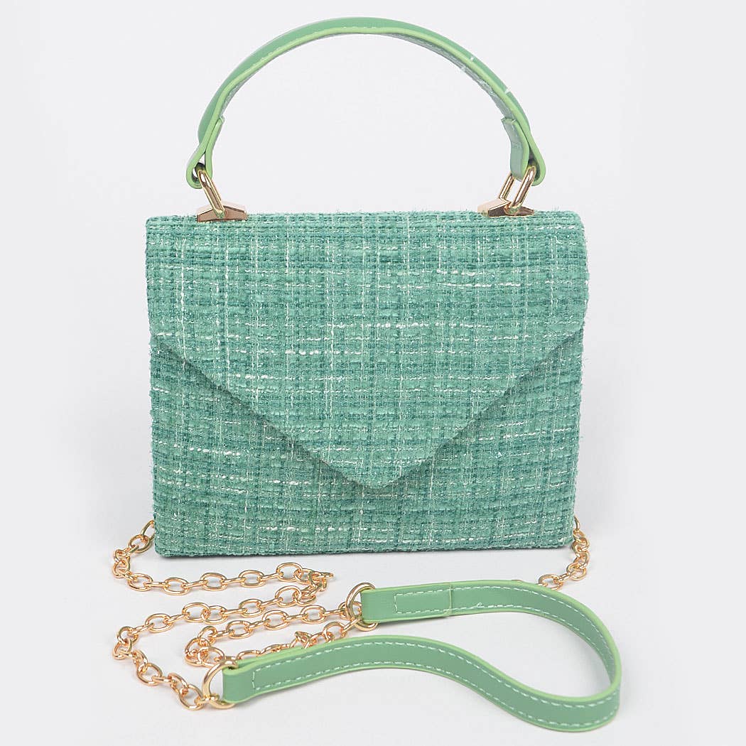 3AM BY H&D ACCESSORIES - Tweed Top Handle Bag: Cobalt