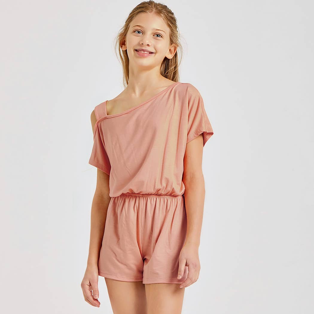 Good Girl - One Shoulder Romper: Heather Grey / XL