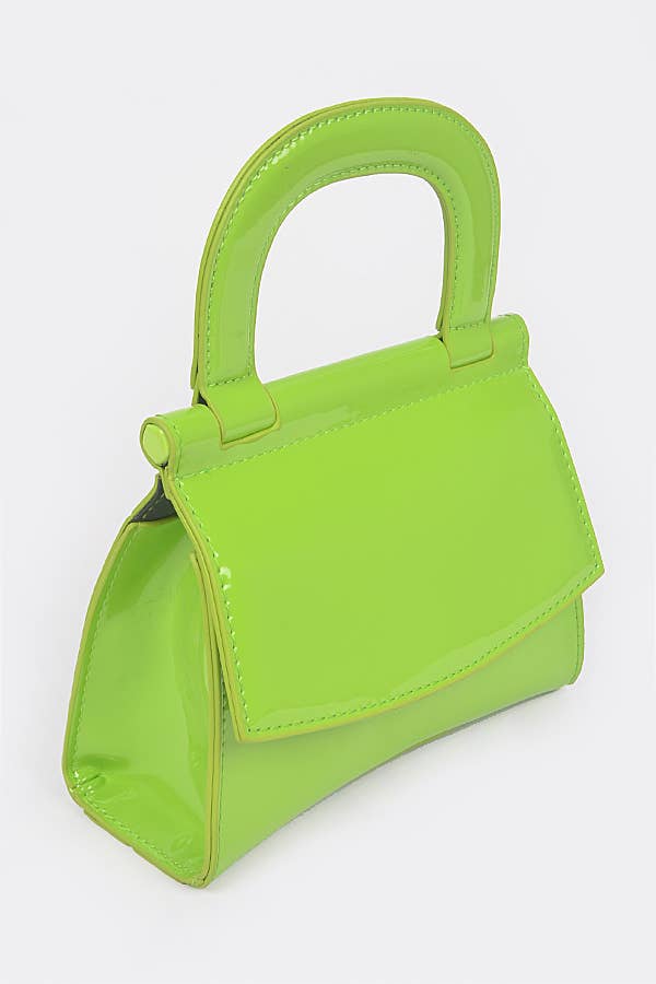 3AM BY H&D ACCESSORIES - Patent Leather Top Handle Clutch: GR