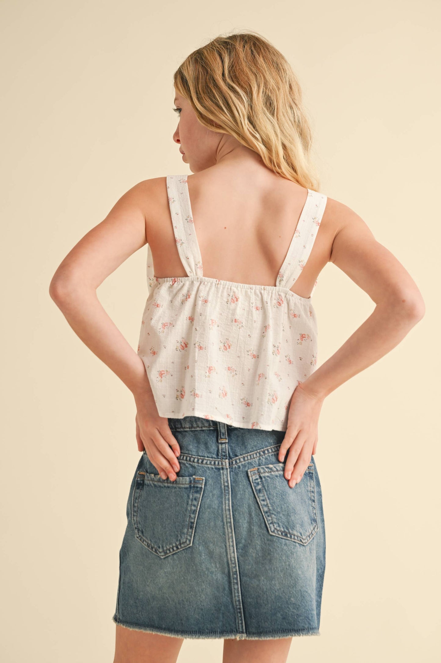 heart and arrow - TWEEN KIDS GIRLS BOW FRONT SLEEVELESS TOP (7-14): 7/8