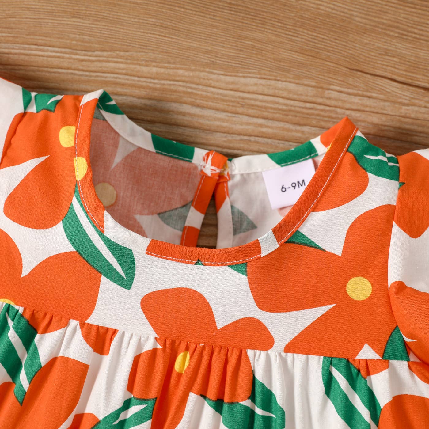 PatPat - 100% Cotton Baby All Over Floral Print Flutter-sleeve Dress: Green / 6-9 Months