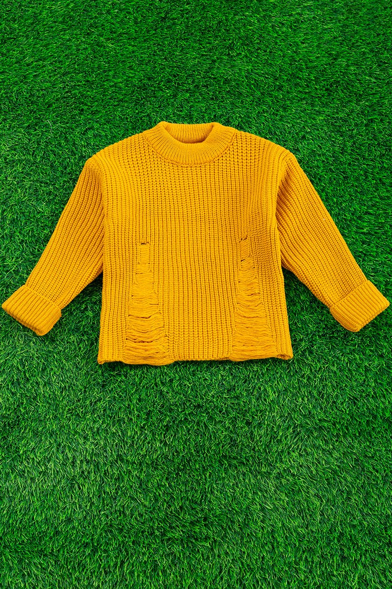 Distressed Sweater Mustard