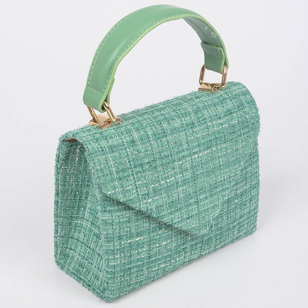 3AM BY H&D ACCESSORIES - Tweed Top Handle Bag: Lavender
