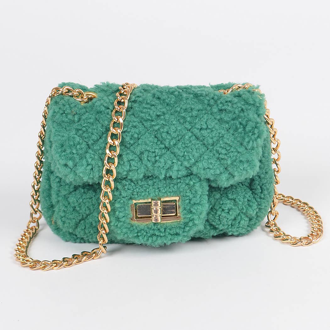 3AM BY H&D ACCESSORIES - Faux Fur Mini Crossbody Bag: Red