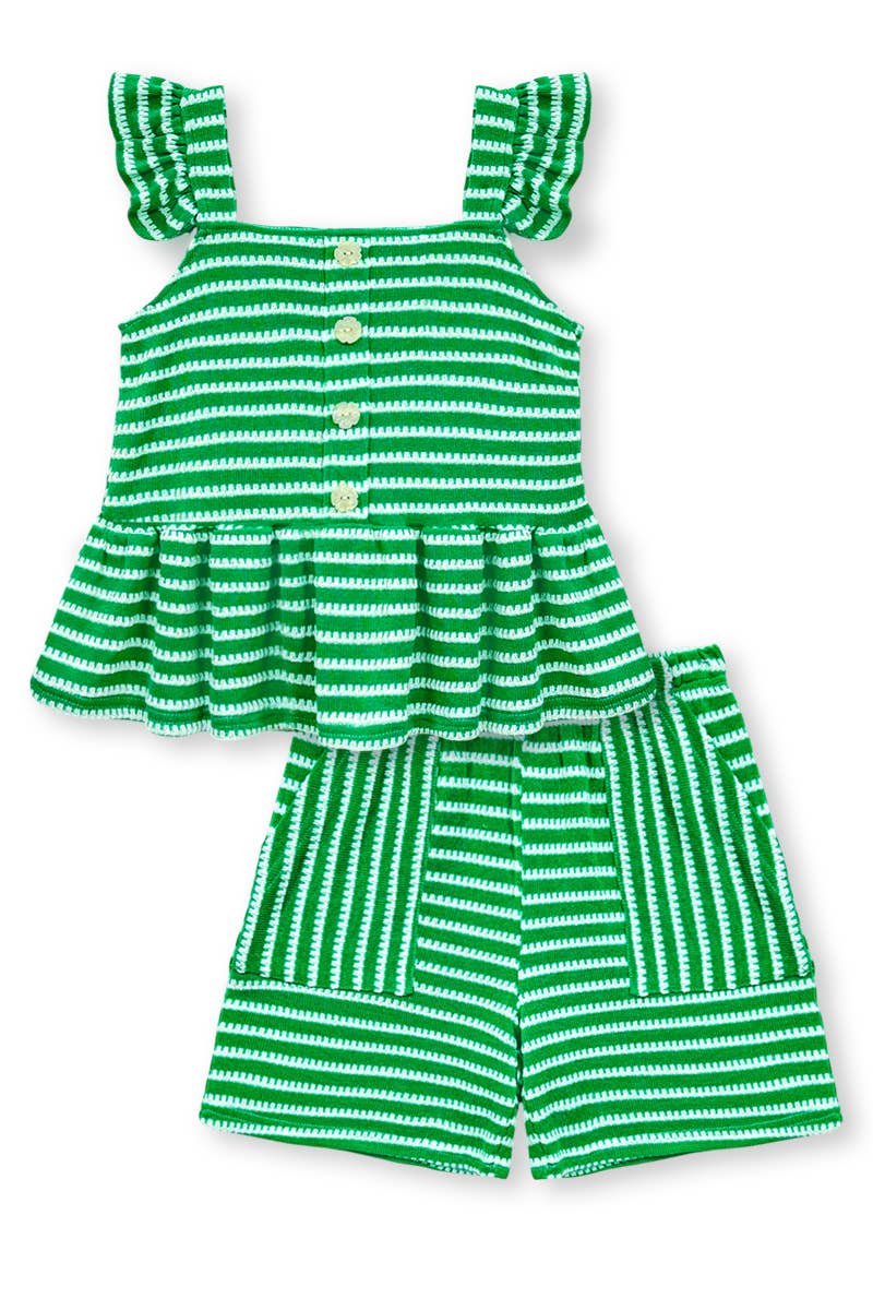 Green Two Piece Striped Set