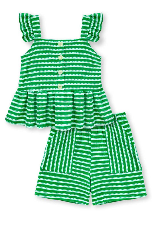 Green Two Piece Striped Set